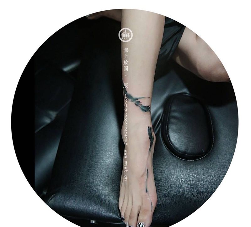 脚踝/水墨图腾纹身图片_成品脚部传统图腾生活无上纹图水墨纹身图案