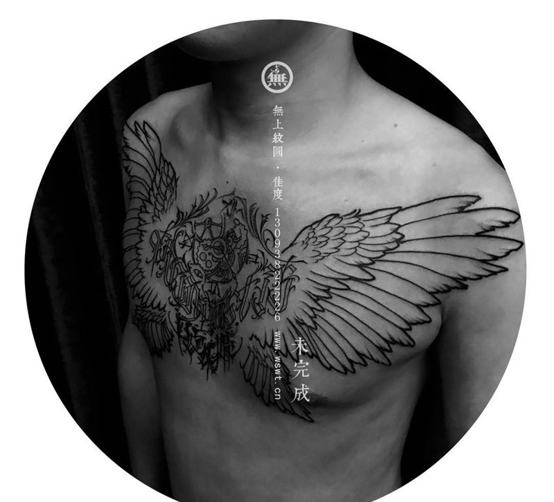 花胸纹身图片_成品胸部欧美生活无上纹图纹身图案