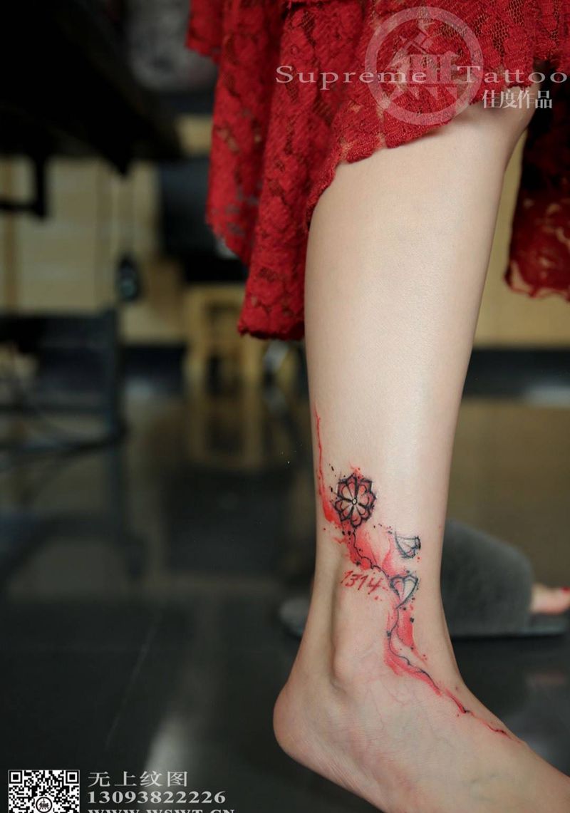 添加修改旧纹身纹身图片_成品脚部传统清新植物原创图腾无上纹图生活纹身图案