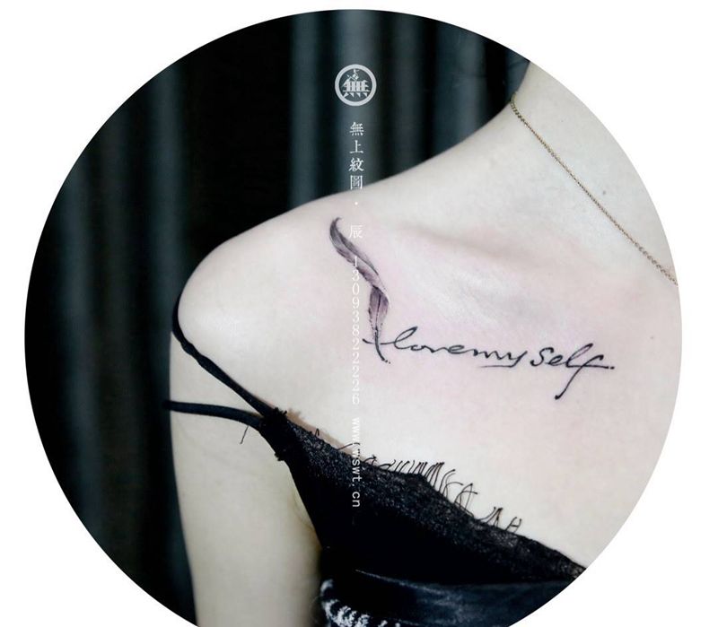 锁骨纹身纹身图片_成品颈部清新无上纹图纹身图案