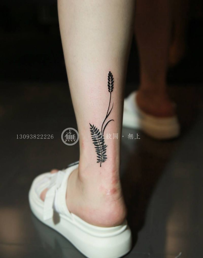 脚踝花纹身图片_成品腿部清新植物原创图腾无上纹图手稿培训招生纹身图案