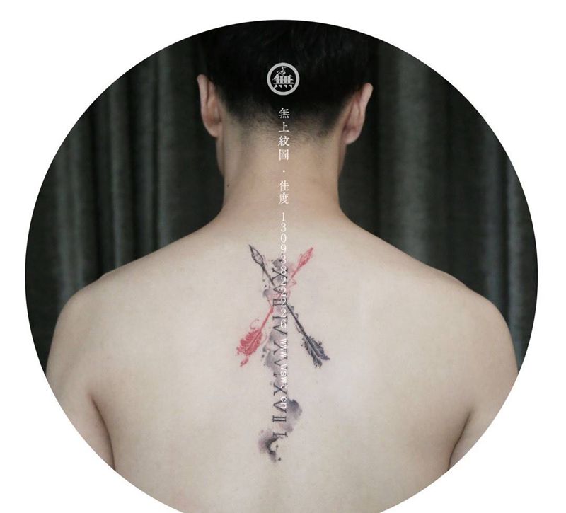 后背/罗马密码纹身图片_成品背部清新图腾字符几何生活无上纹图水墨纹身图案