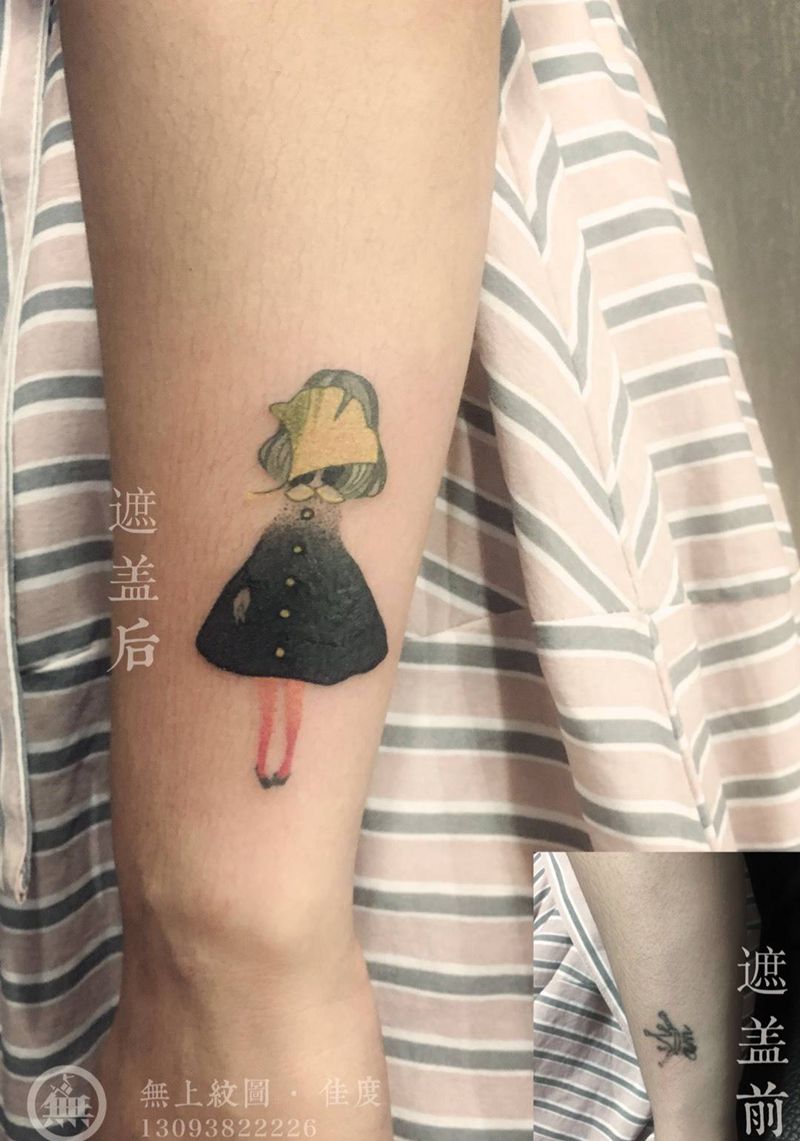 驻店师作品纹身图片_成品手臂欧美肖像清新人物图腾贴纸无上纹图招生纹身图案