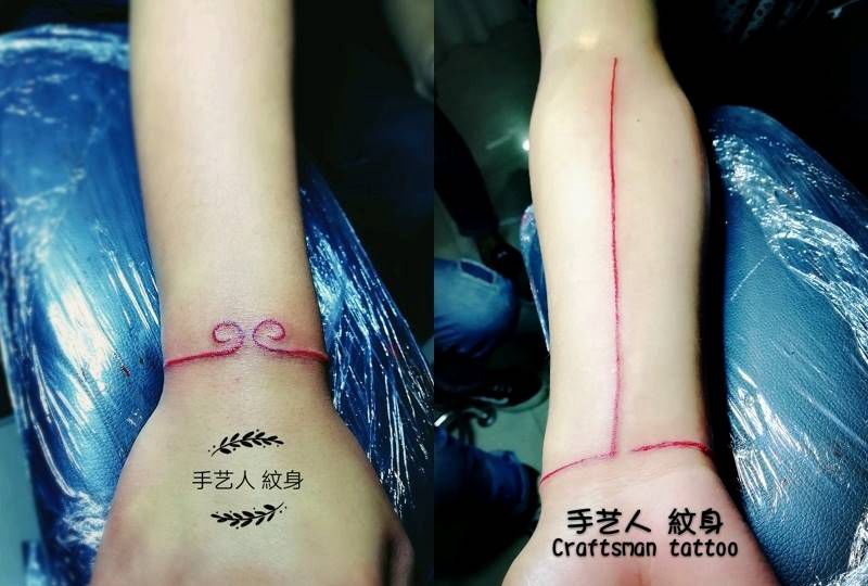 紧箍一线天。纹身图片_手臂清新几何纹身图案