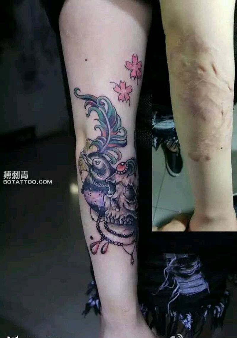 盖疤痕纹身图片