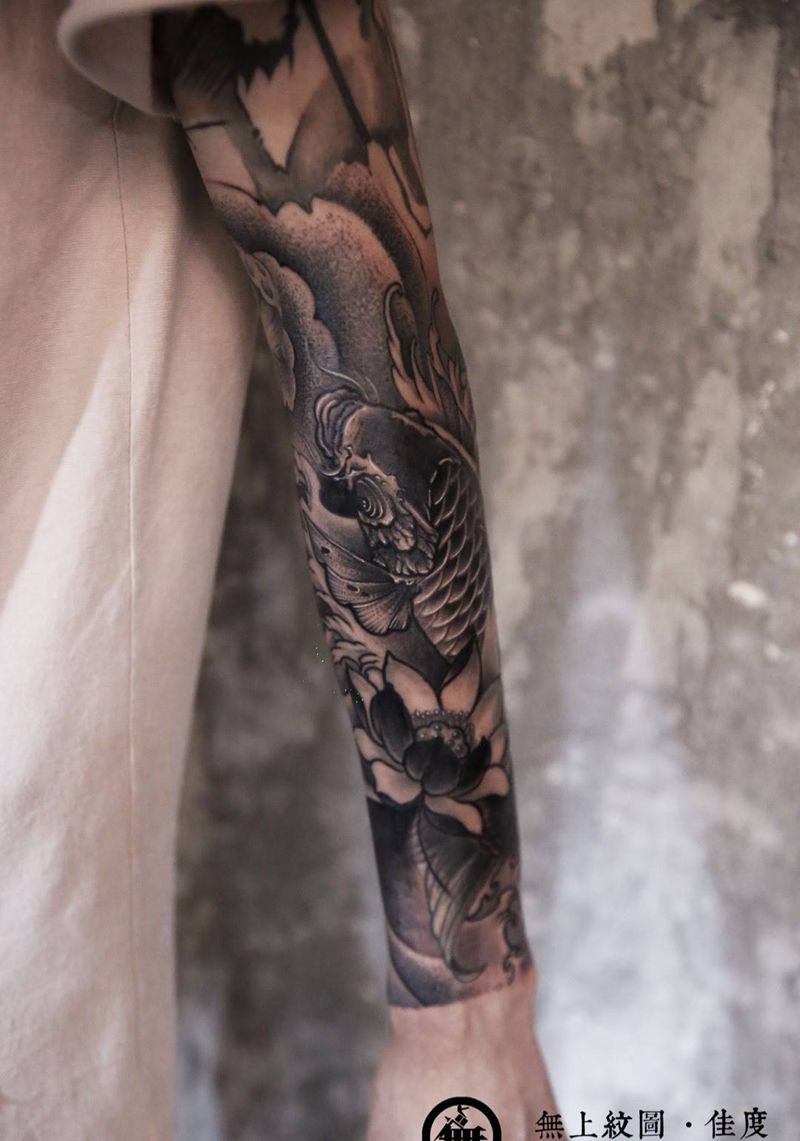 驻店师傅修改纹身作品纹身图片_成品手臂传统清新动物图腾静物无上纹图招生纹身图案