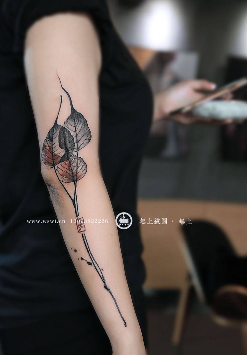 遮盖胎记纹身图片_成品手臂欧美清新植物原创无上纹图招生纹身图案