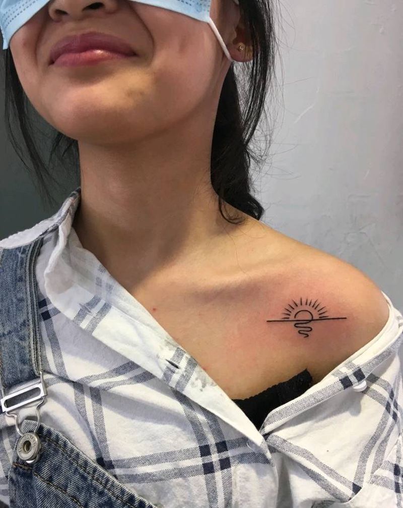 清新精致小图一门纹身图片_肩部几何纹身图案