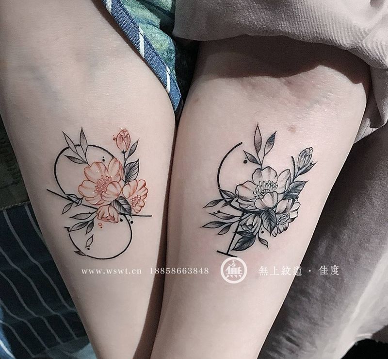 闺蜜纹身纹身图片_成品手臂欧美清新植物图腾无上纹图几何情侣纹身图案