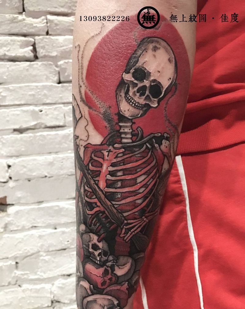 骷髅纹身图片_成品手臂欧美图腾鬼神无上纹图招生纹身图案