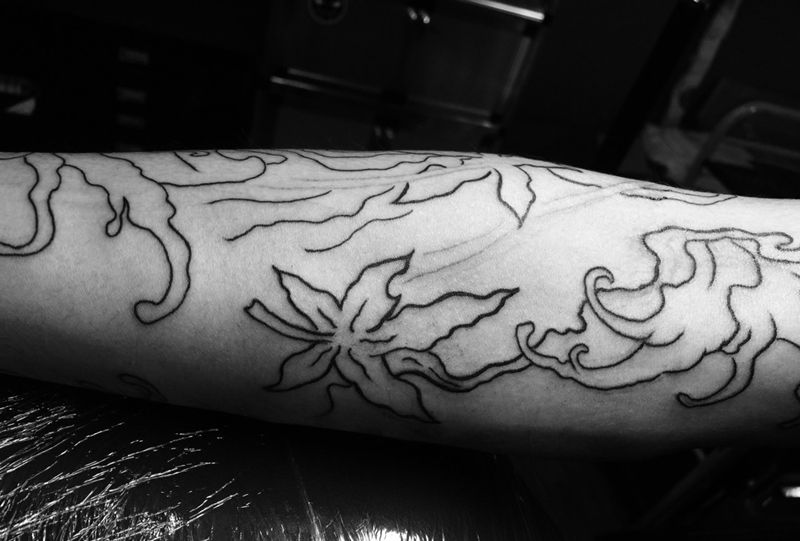 水墨浪花纹身图片