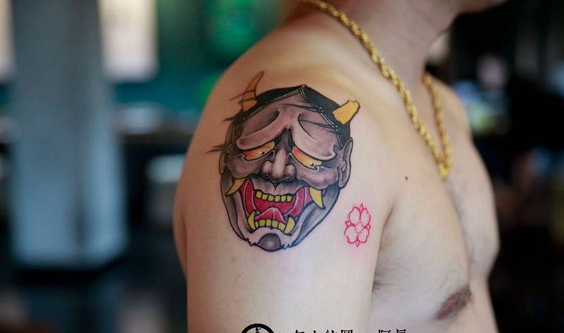 圆脸般若纹身图片_成品手臂传统肖像图腾鬼神无上纹图招生纹身图案