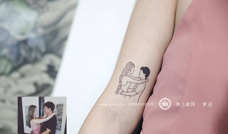情侣照片简笔画纹身图片_成品手部欧美清新无上纹图纹身图案