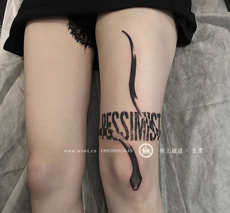 字母纹身纹身图片_腿部清新英文纹身图案