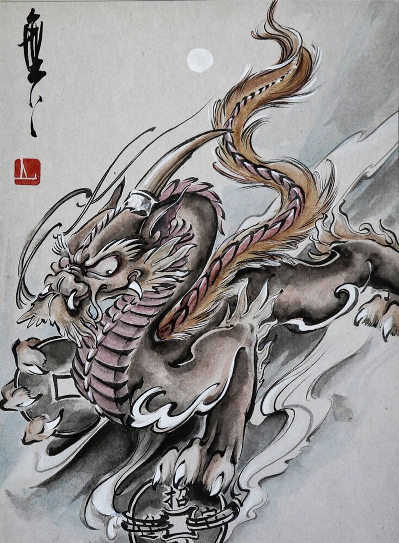 第13期《貔貅·一》纹身图片_成品手稿插画传统清新习俗动物鬼神原创宗教纹身图案