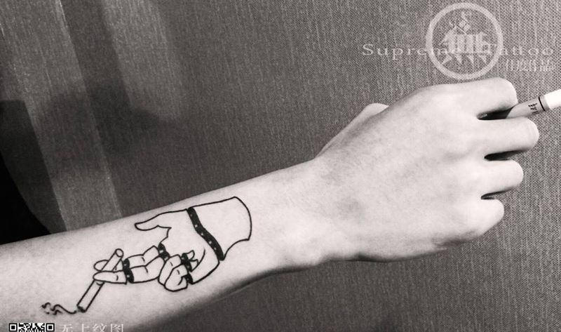 来根烟冷静冷静纹身图片_成品手臂欧美清新贴纸图腾人物纹身图案