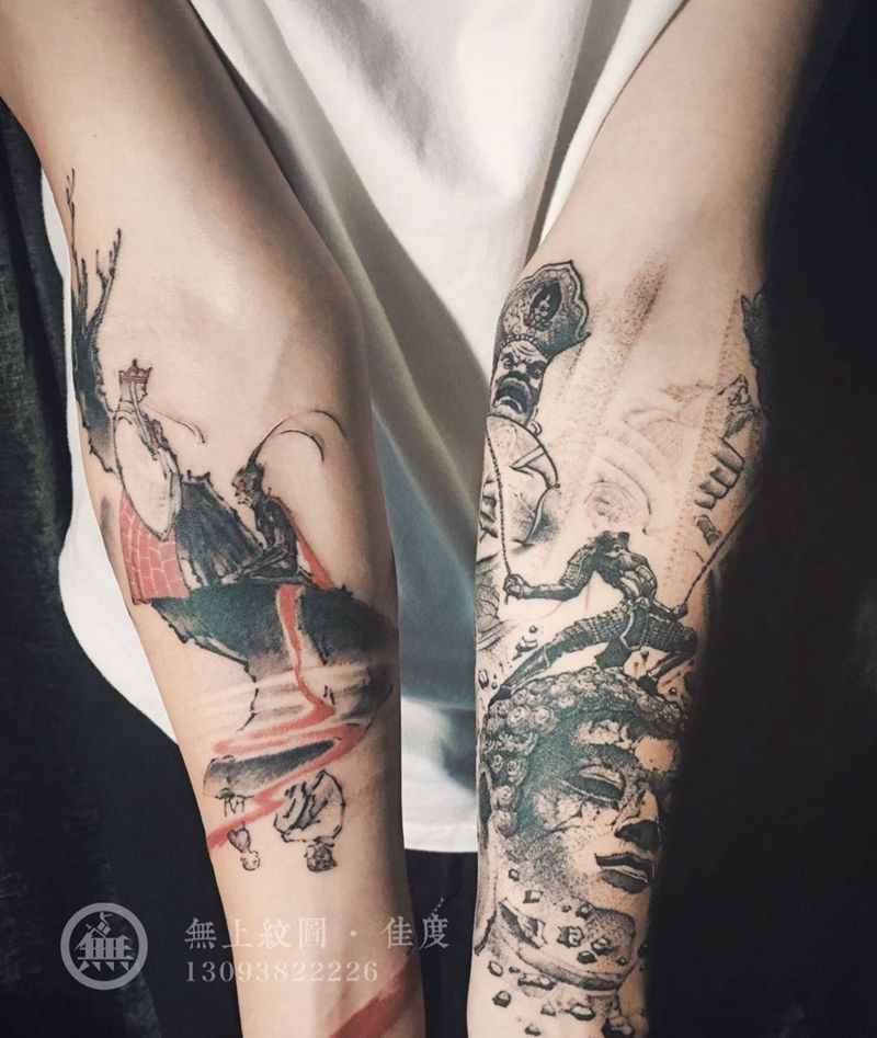 西游纹身图片_成品手臂传统清新人物鬼神宗教无上纹图招生纹身图案