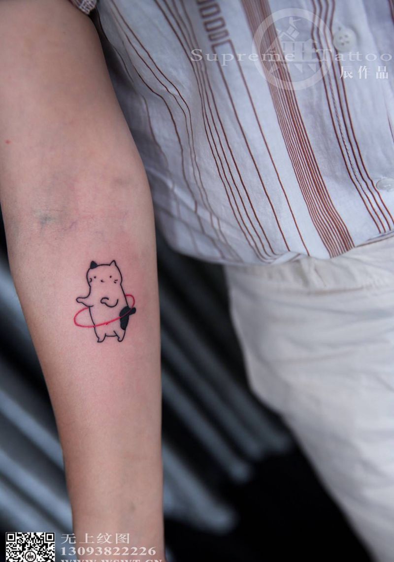 喵主子纹身图片_成品手臂欧美肖像清新动物贴纸图腾无上纹图生活纹身图案