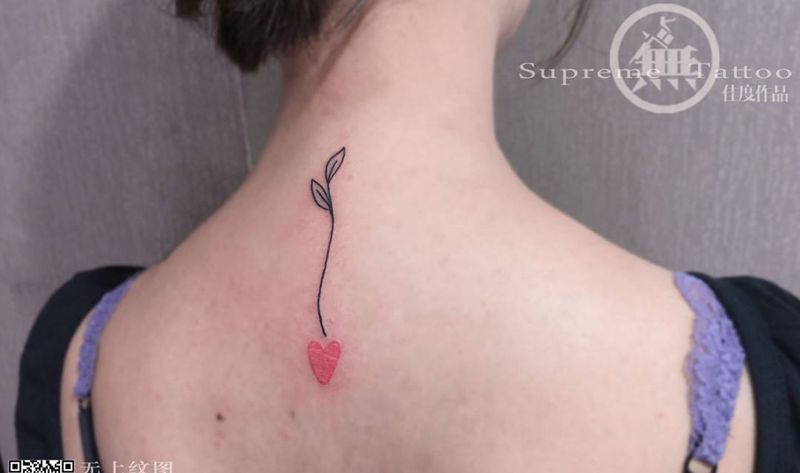 发芽的心情纹身图片_成品颈部欧美清新贴纸图腾静物植物无上纹图生活纹身图案