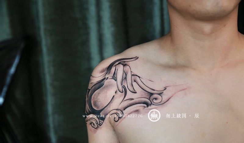 书法纹身图片_成品遮盖水墨书法手臂纹身图案