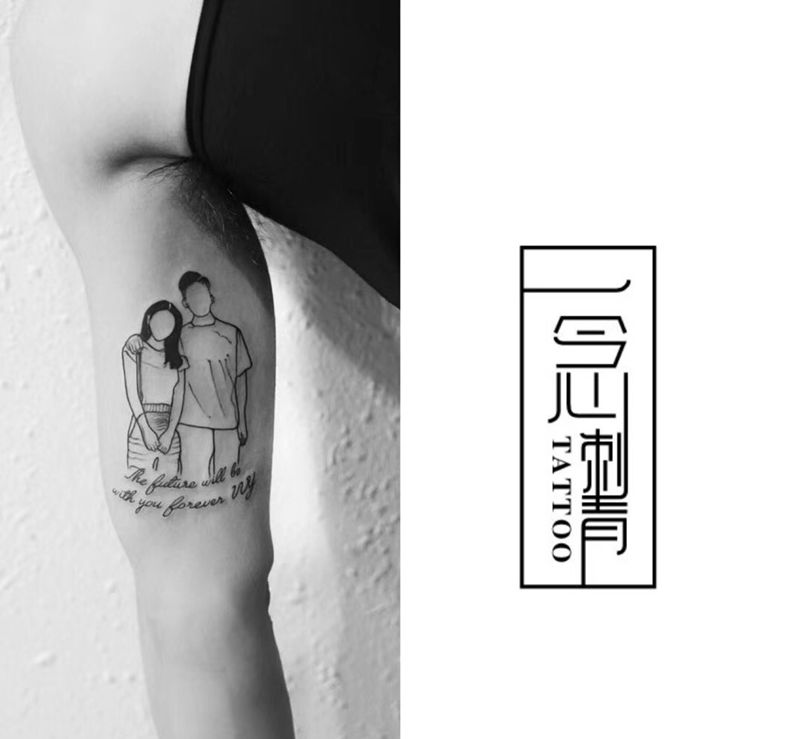 情侣照片简笔画纹身图片