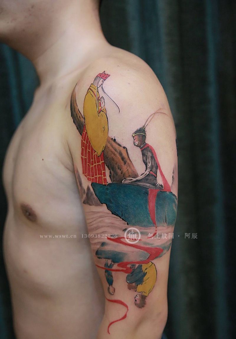 江流儿纹身图片_成品手臂传统清新宗教鬼神无上纹图招生纹身图案