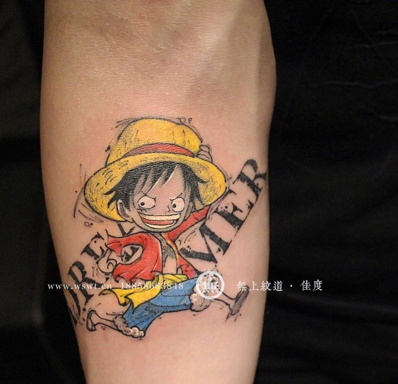 海贼王主题纹身图片_成品手臂欧美肖像清新人物无上纹图招生纹身图案