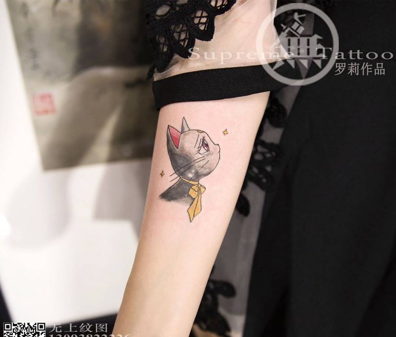 渴望的眼神纹身图片_成品手臂肖像欧美动物贴纸图腾无上纹图纹身图案