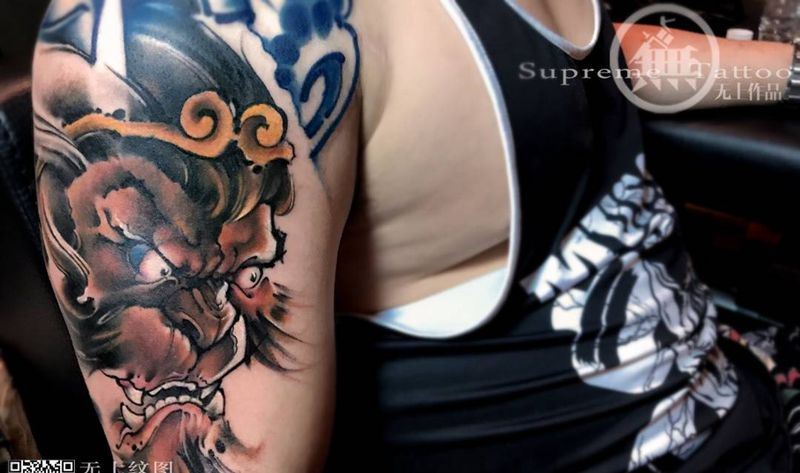 齐天大圣纹身图片_成品手臂传统肖像人物鬼神原创无上纹图生活纹身图案