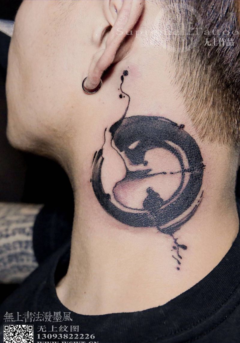 无上书法《母》纹身图片_成品颈部传统清新字符原创无上纹图生活招生手稿纹身图案