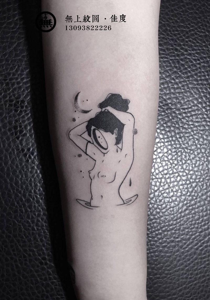 手臂小图纹身图片_成品手臂欧美肖像清新人物图腾无上纹图招生纹身图案