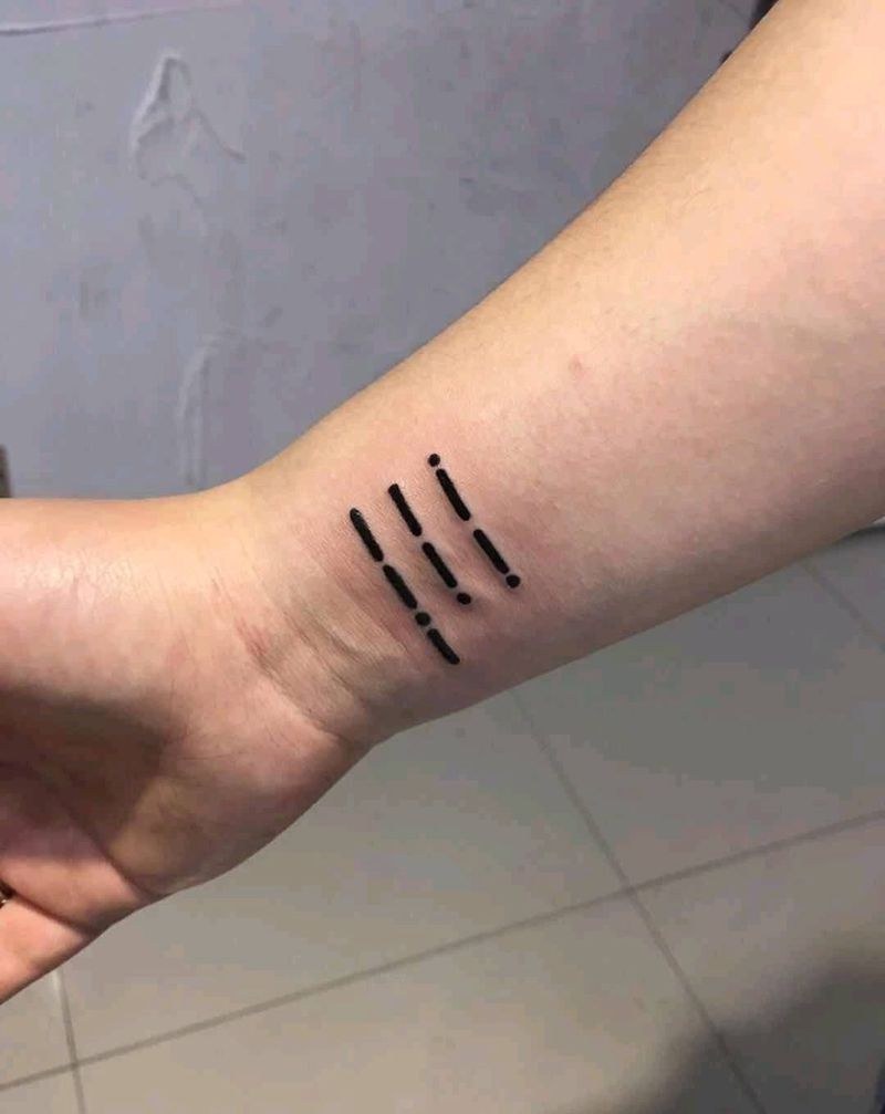 优美的摩斯密码纹身图片_手臂New School纹身图案