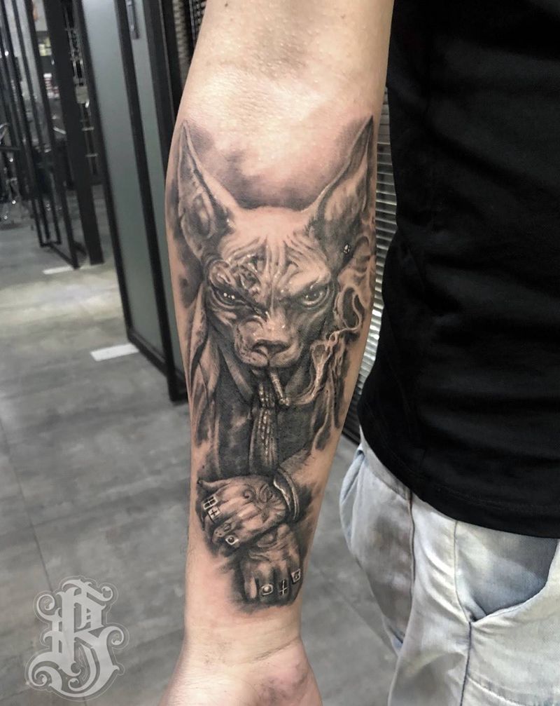 猫纹身图片_手臂欧美写实纹身图案