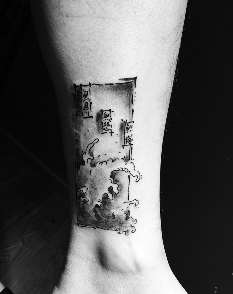 水浪风格，自创纹身纹身图片