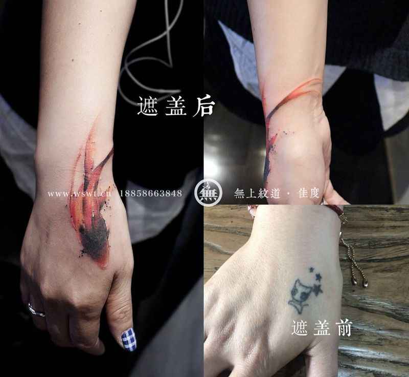 水墨鱼纹身图片_成品手部清新动物原创无上纹图水墨纹身图案