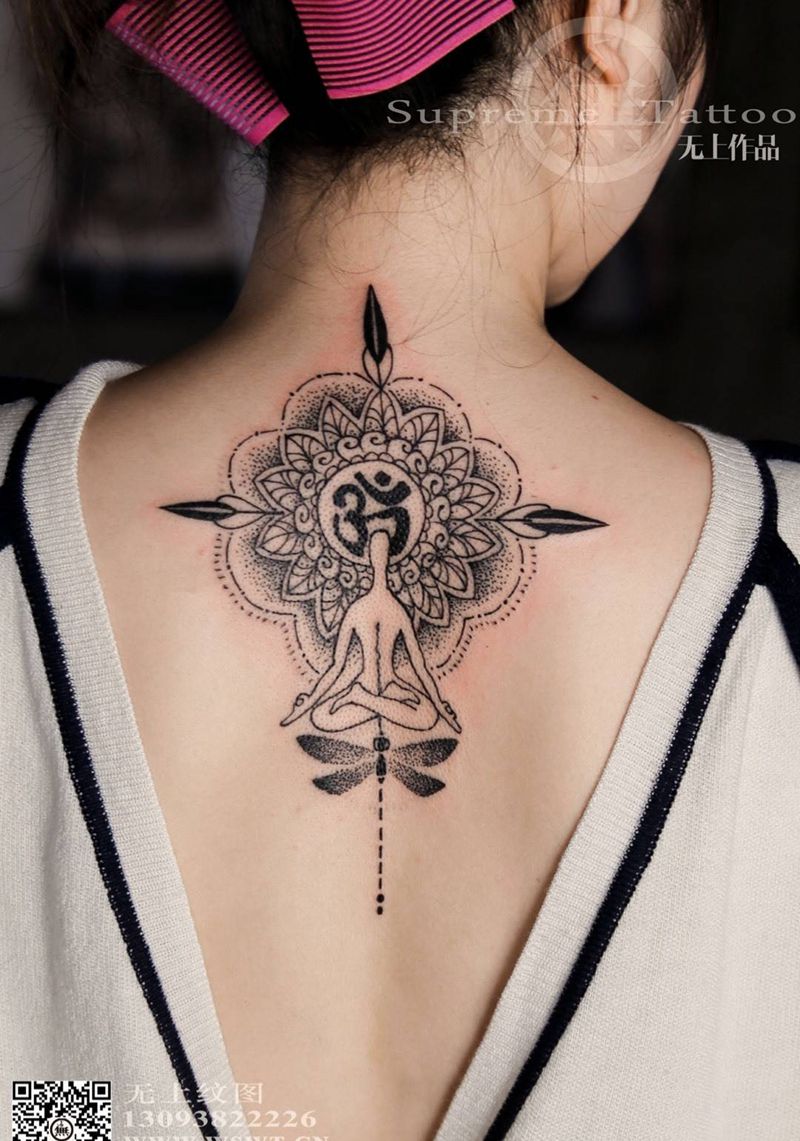 瑜伽纹身图片_成品背部欧美清新图腾贴纸原创静物无上纹图生活纹身图案
