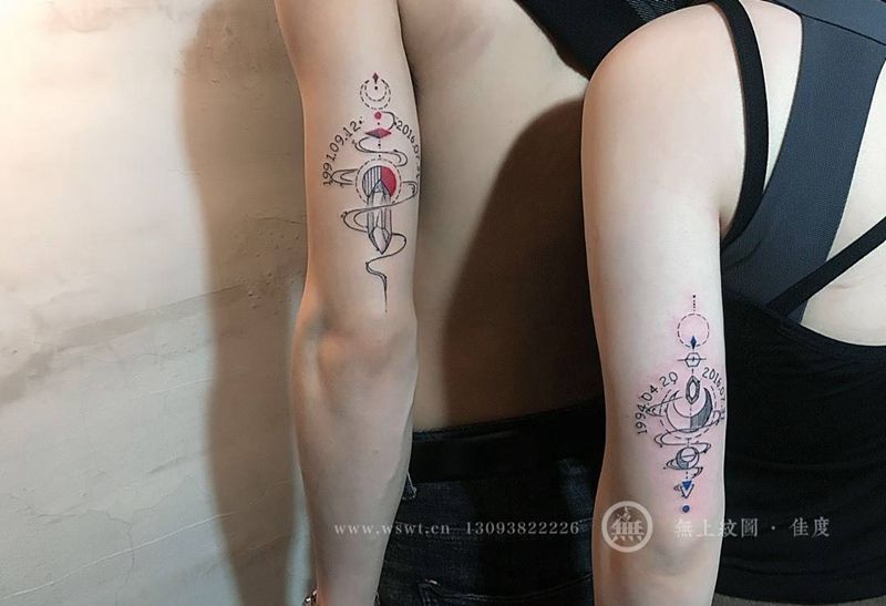 情侣纹身纹身图片_成品手臂欧美清新几何图腾无上纹图招生纹身图案