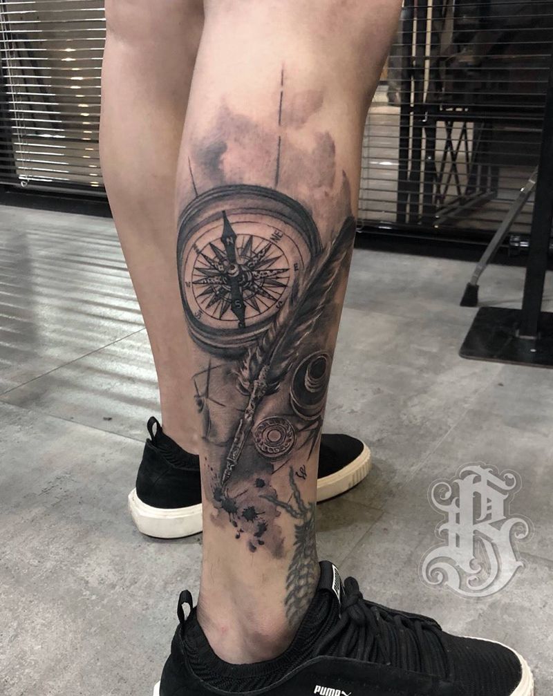 指南针纹身图片