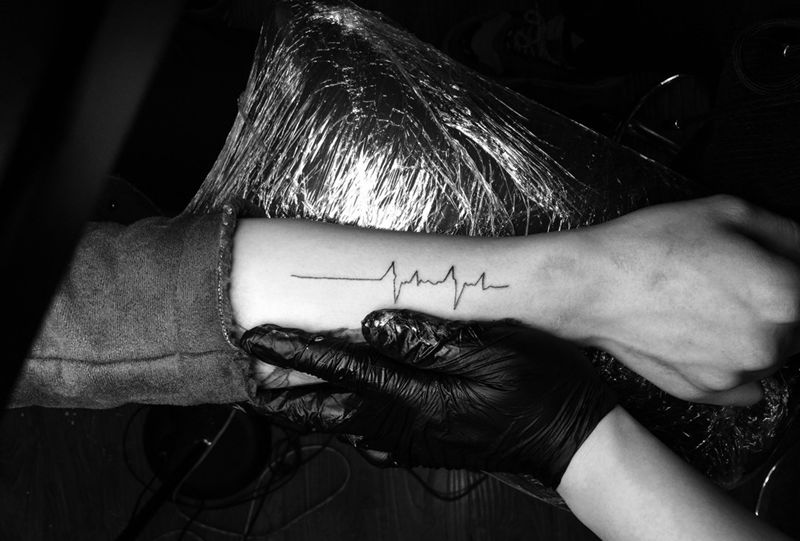 心电图纹身图片