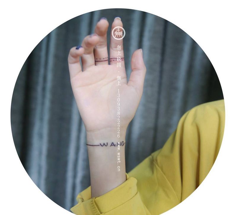 直线纹身纹身图片_成品手臂肩部清新几何无上纹图纹身图案