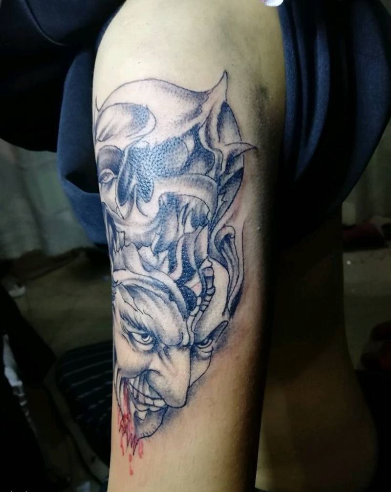 魔头纹身图片_手臂传统鬼神纹身图案