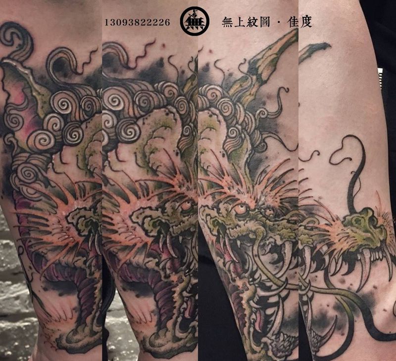 龙纹身纹身图片_成品手臂传统鬼神宗教无上纹图招生纹身图案