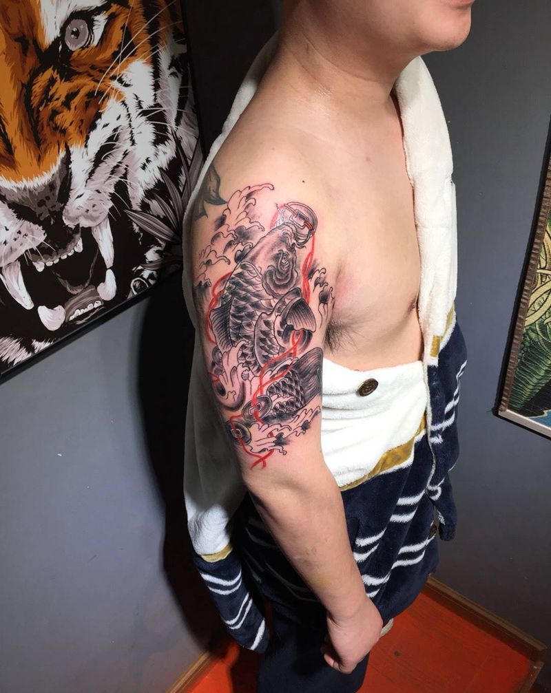 招财鱼纹身图片