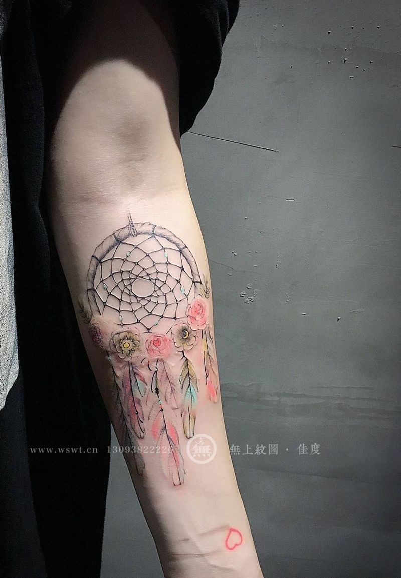 手臂捕梦网纹身图片_成品手臂欧美清新图腾静物无上纹图招生纹身图案