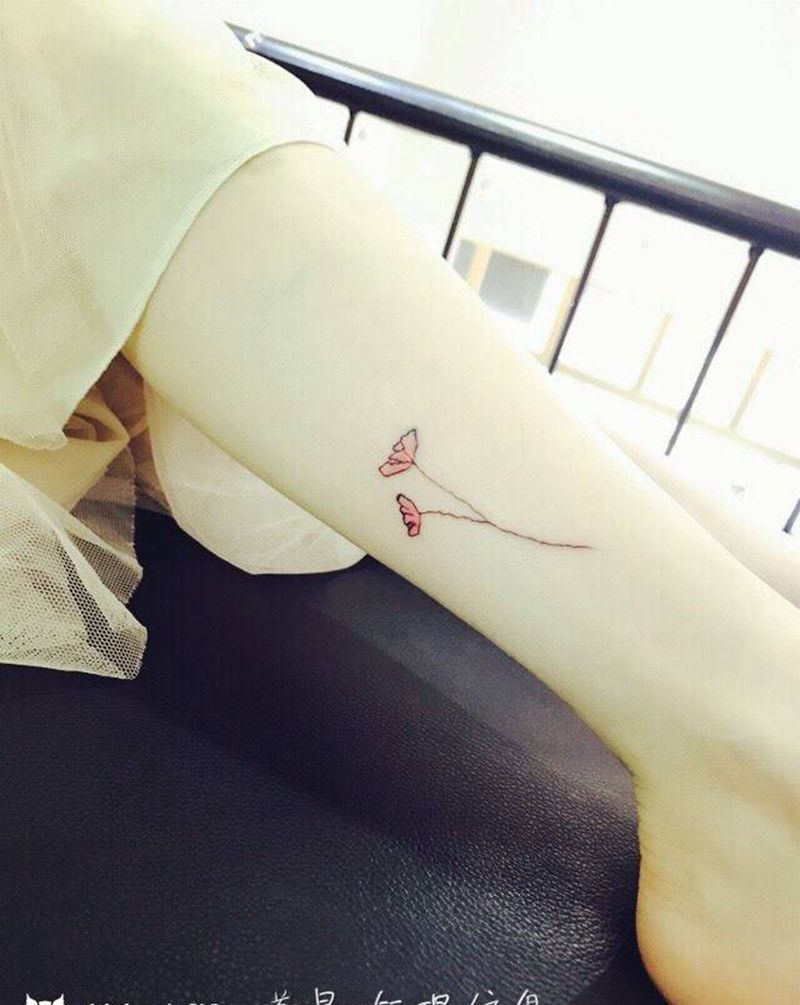 小腿花纹身图片