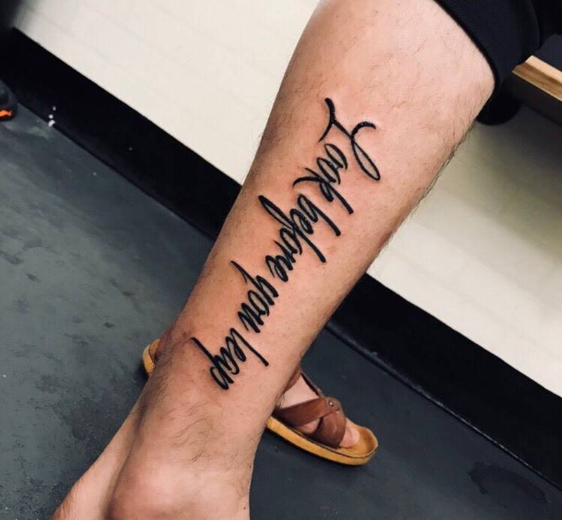 有意义的小腿侧纹身图片