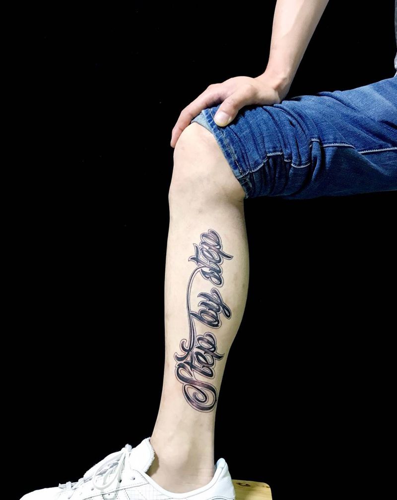 长腿欧巴的英文花体纹身图片