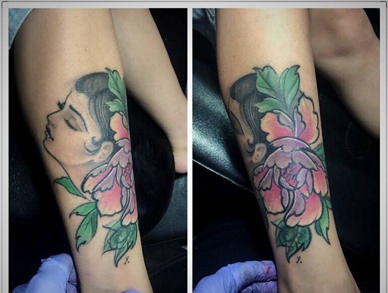 牡丹女纹身图片