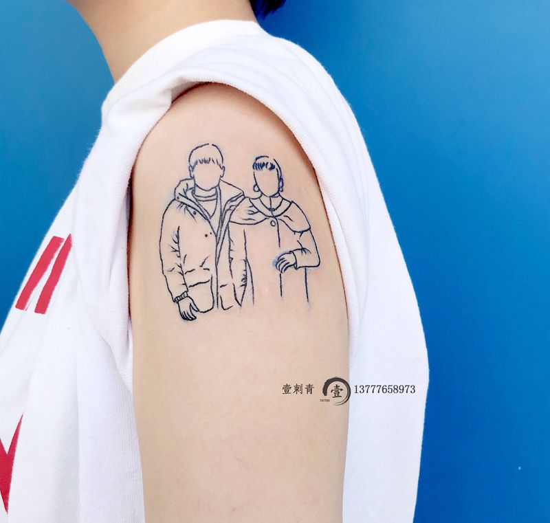 爸爸妈妈纹身图片_臀部手臂纹身图案