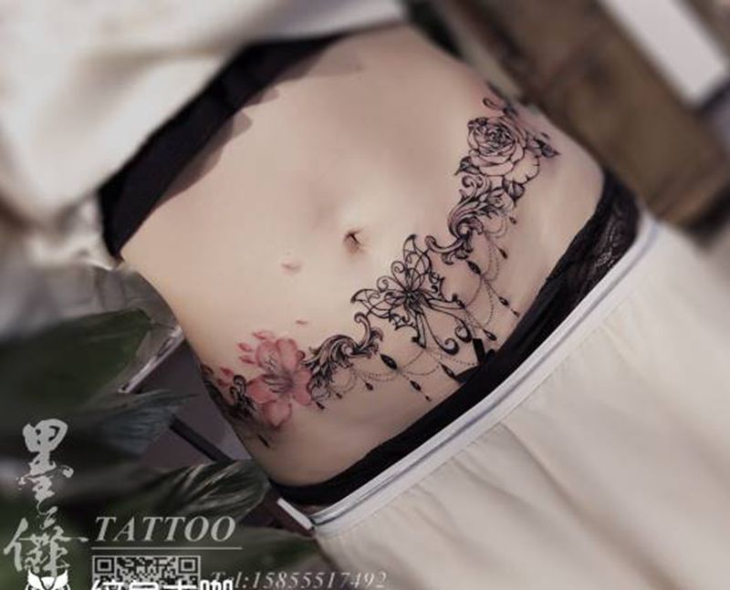 腹部tattoo纹身图片_腹部纹身图案